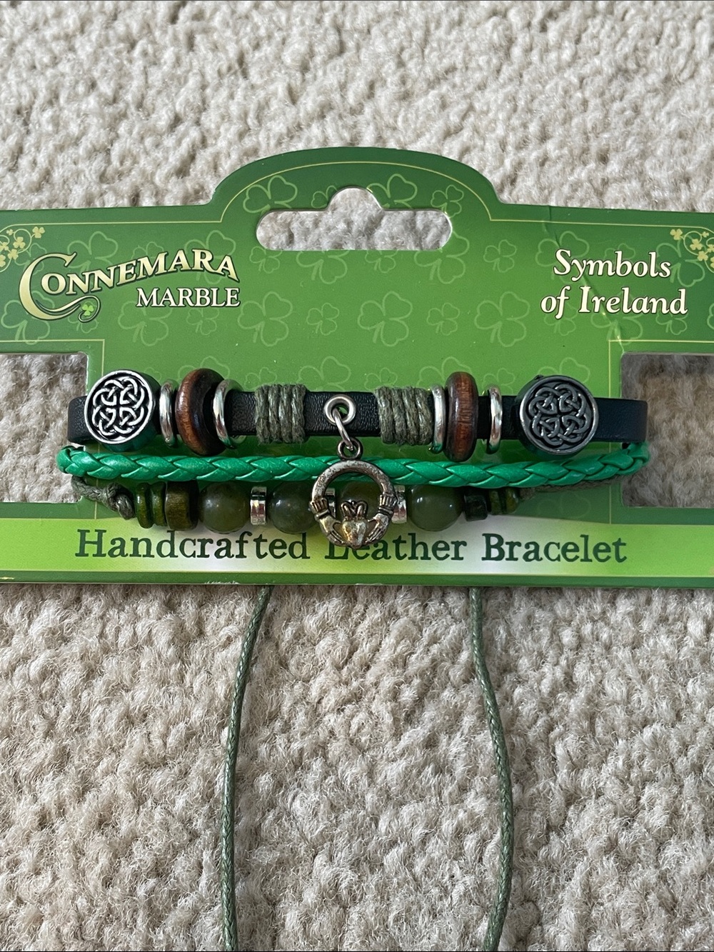 Irish Connemara Marble Leather Bracelet